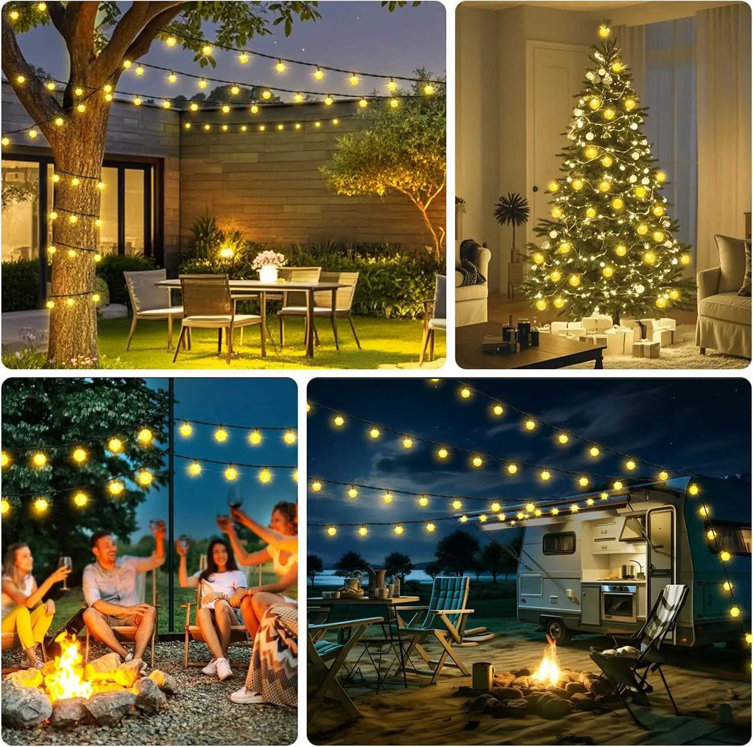 Solar LED Crystal Ball String Light Waterproof Fairy Lights for Wedding Garland Garden Lawn Tree Outdoor Decoration W250607