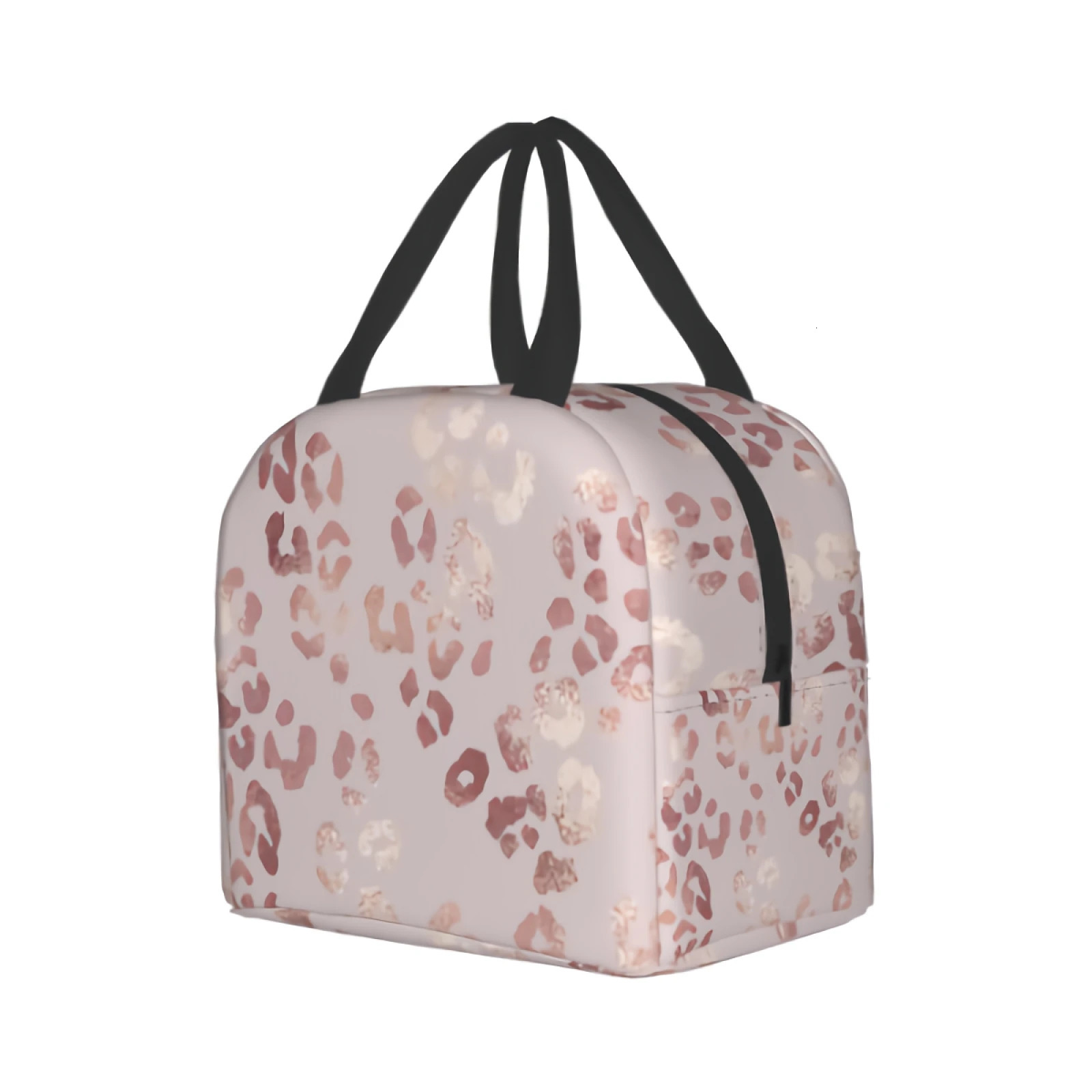 Leopard Print Lunch Bag Elegant Tote Bag Rose Gold Insulated Lunch Bag for Women Men Teen 250606