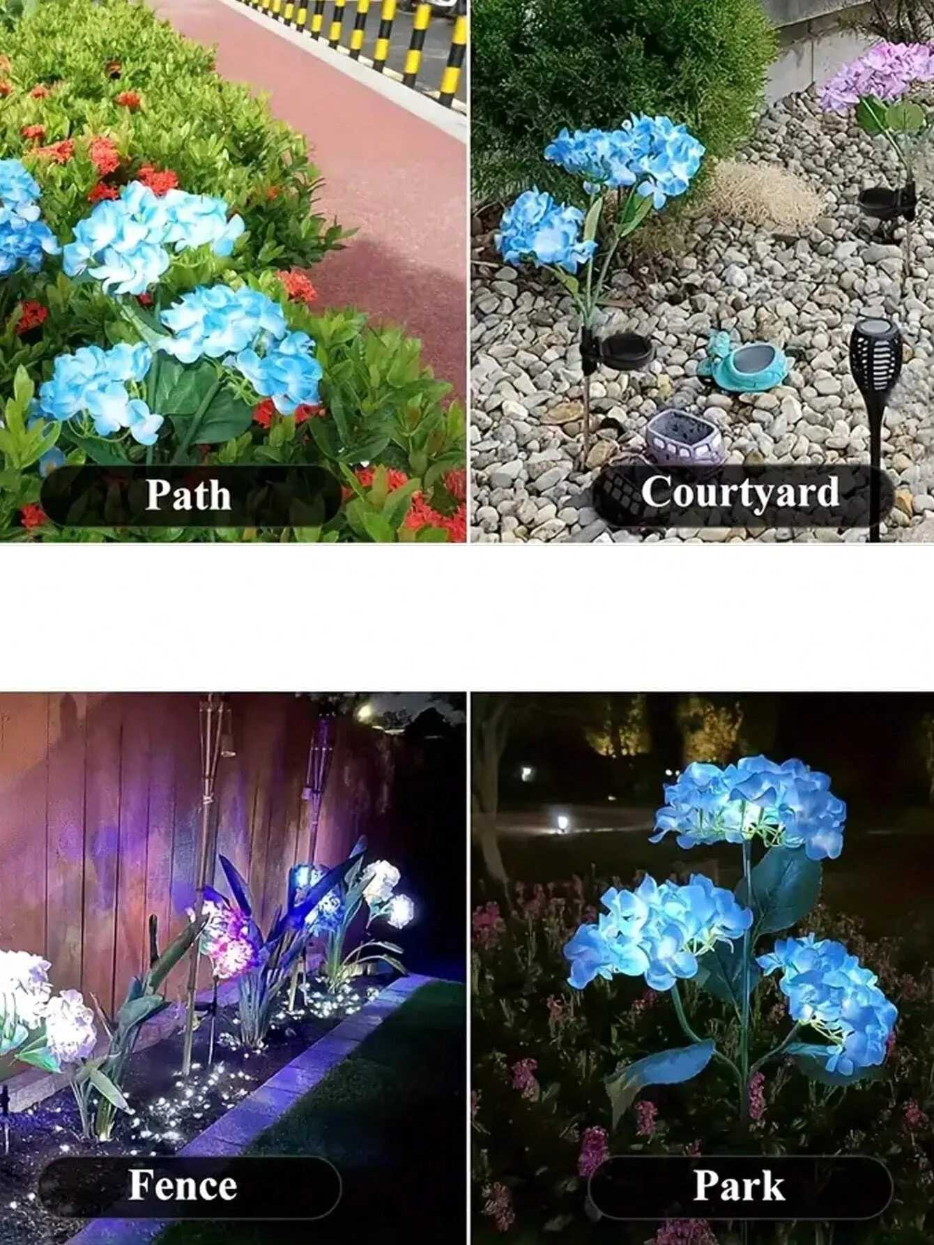 1PC Solar Hydrangea Lights With 3 Heads LED Artificial Flower Lights Used For Outdoor Yard Garden Lawn Fence Pathway Decoration W250607