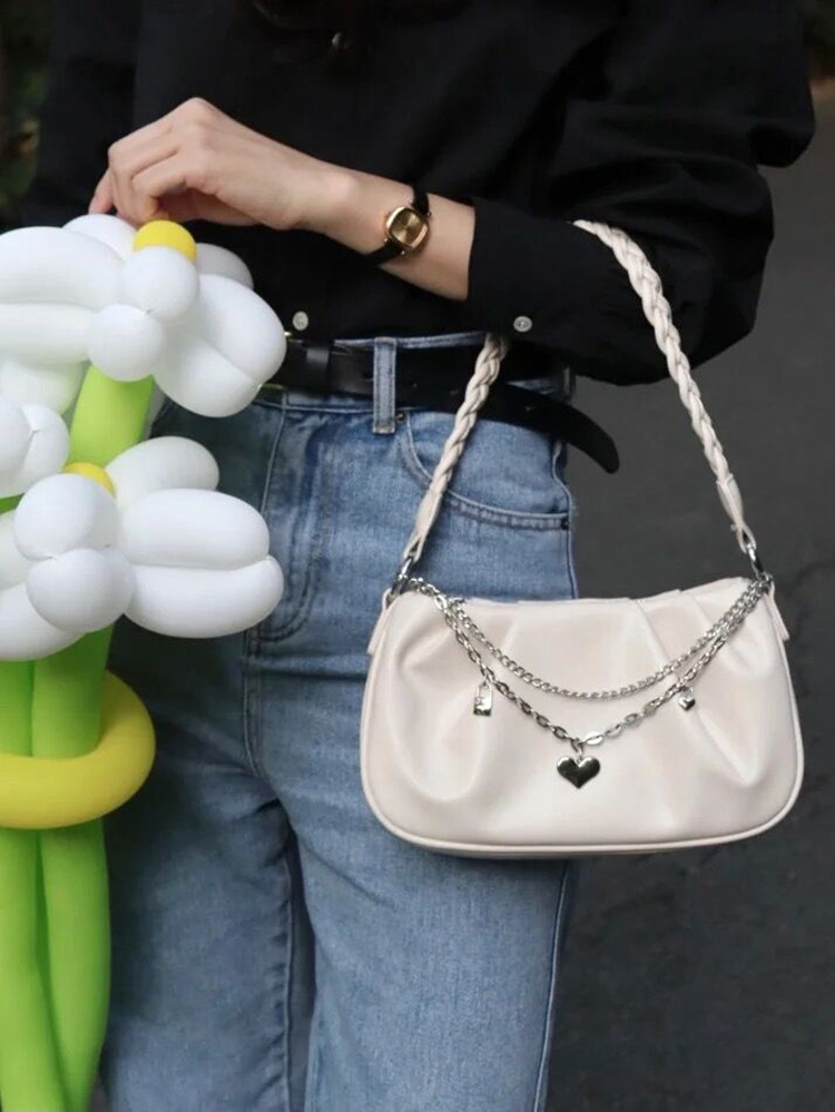 designer Niche Handbag for Women Wrinkled Cloud Tote Bag Simple Versatile Fresh Style Girl Shoulder Crossbody Chain Underarm Bag