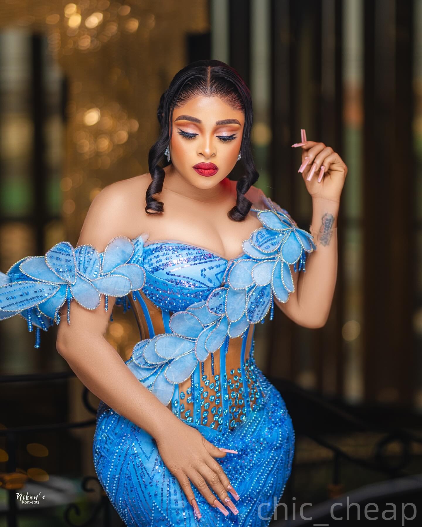 Blue Mermaid Prom Dresses 2025 Appliques Crystals Sequined Evening Formal Party Second Birthday Engagement Gowns Plus Size Dress For Special Occasions