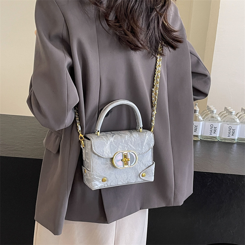 designer High-end Silver Small Bag for Women 2025 New Trendy Fashion Versatile Crossbody Bag Popular Hot Handbag Small Square Bag