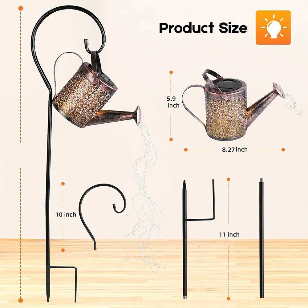 Solar Watering Can Light Hanging Waterfall Lamp Waterproof Outdoor Garden Decor Yard Porch Lawn Backyard Landscape Sun LED Lamp XJ250606