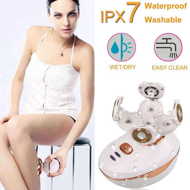 JINDING Painless Women's 5-Heads Electric Razor Bikini Trimmer For Lady Shaver Body Depilator Cordless Hair Remover