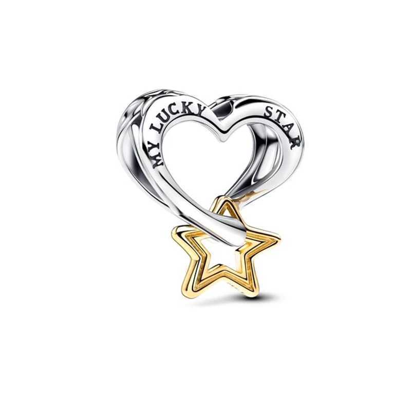 Fit Original 925 Sterling Silver Pan Bracelet Pav Asymmetric Star Crescent Moon Charm Galaxy Safety Chain Beads Jewelry Gift XJ250607