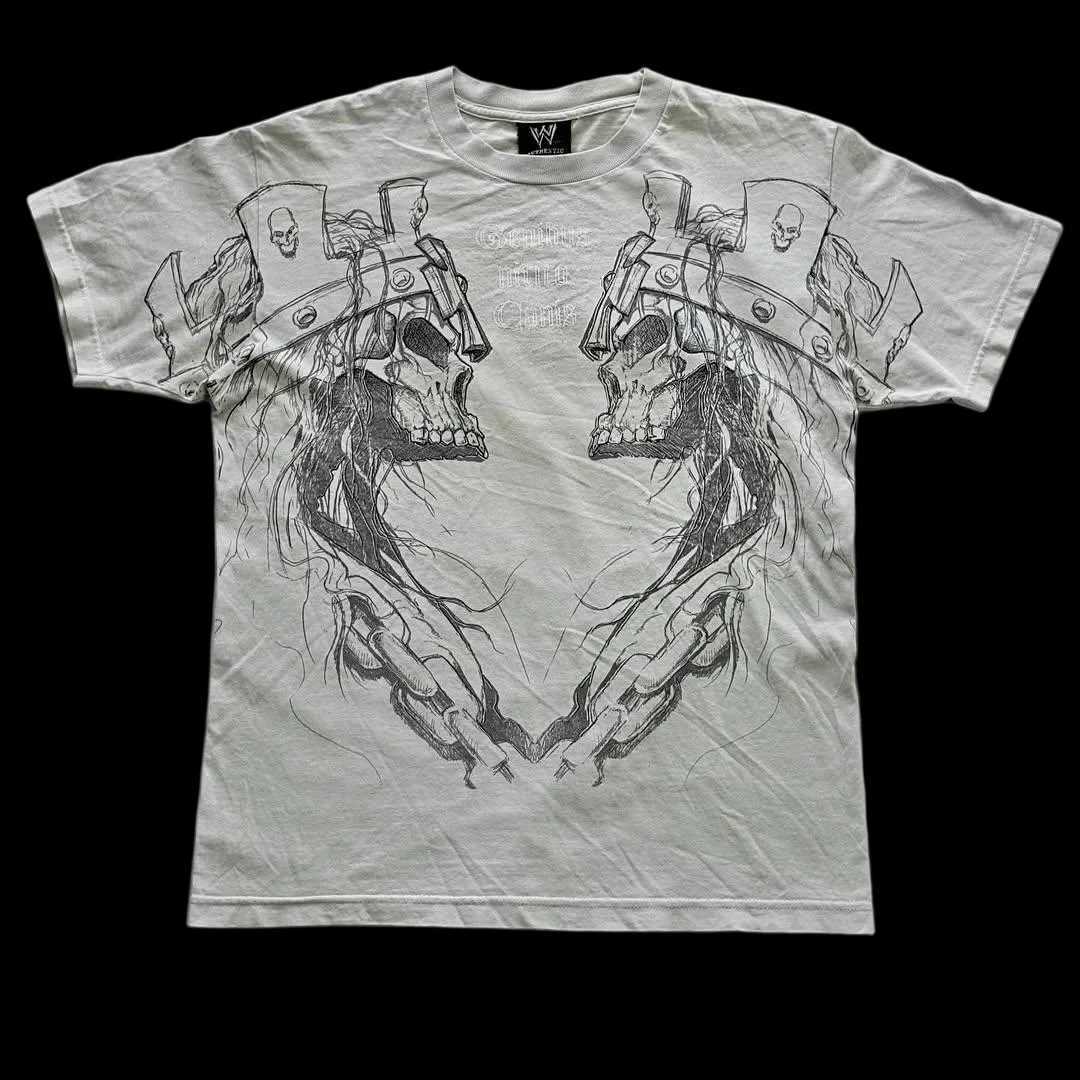 New 2025 Gothic Popular Vintage Sketch Crown Skeleton King Pattern Printed T-shirt Mens Y2K Street Hip Hop Short Sleeve W250607