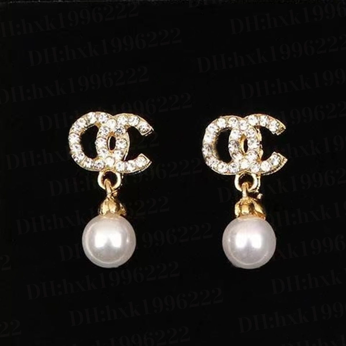 Hot selling 18K gold-plated 925 silver luxury Designer Letter studs geometric famous women's round diamond crystal pearl earrings Fashion Jewelry Earrings