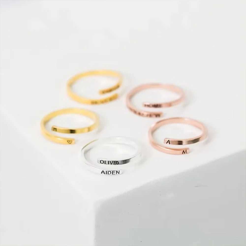 Stainless Steel Ring Ladies Men Jewelry Sculpture Custom 1-2 Names Couple Rings Anniversary Valentines Day Personality Present XJ250606