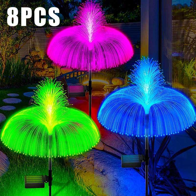 Solar LED Jellyfish Lights Outdoor Garden Decor Lawn Light 7 Color Change Waterproof Patio Yard Pathway Decor Solar Flowers Lamp W250607