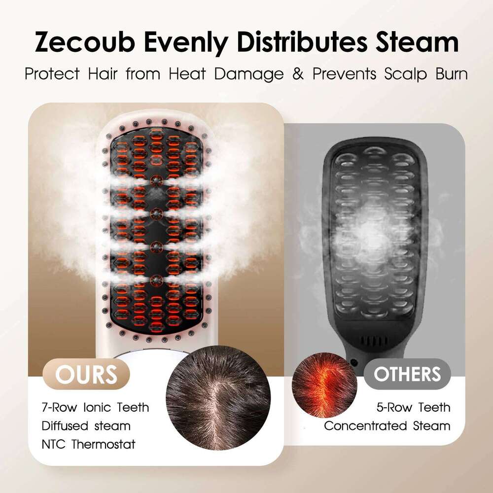 Steampod Straightener Brush Steam Straightening Negative Ion Hair Curler Fast Heating Anti-Scald Styling Comb LCD Display