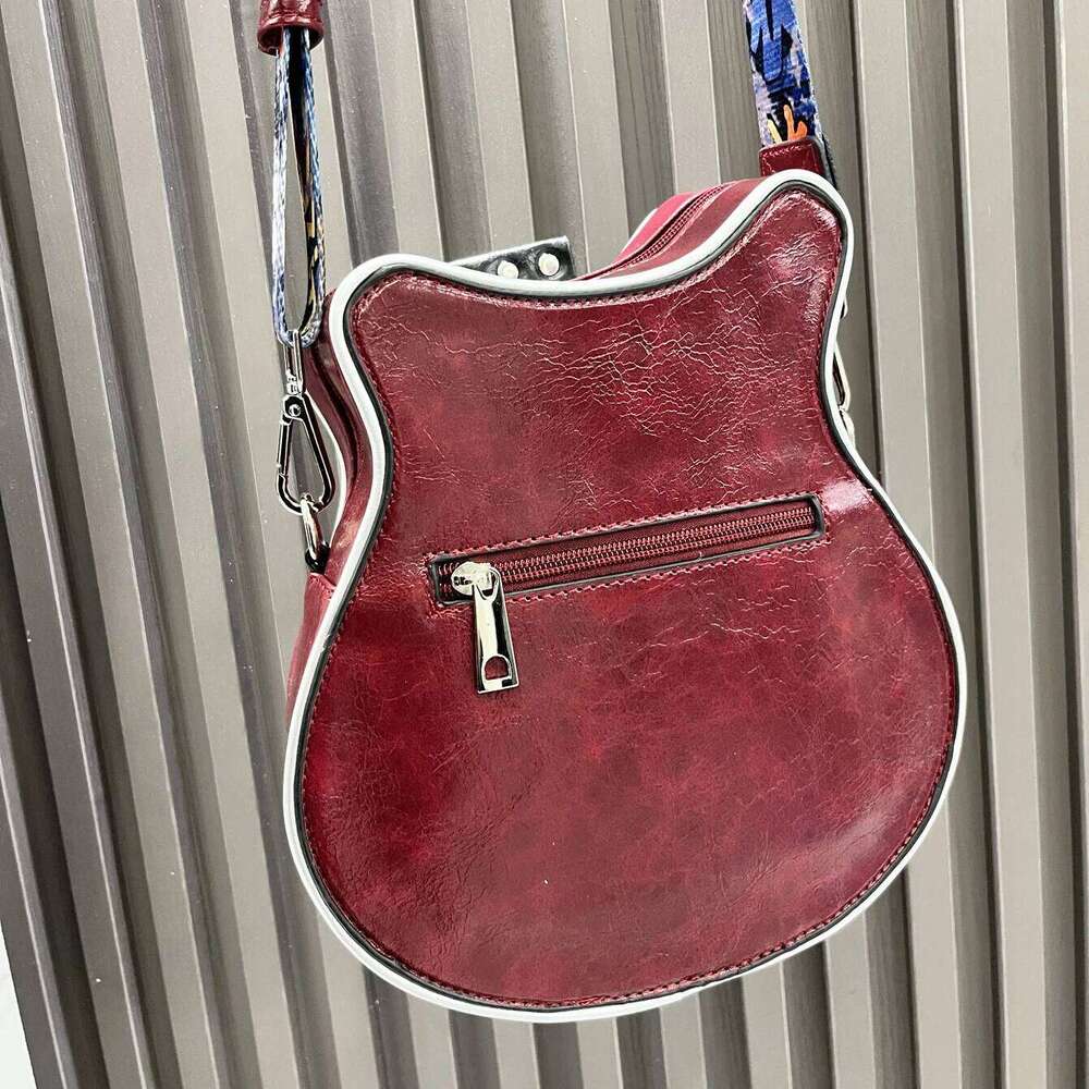 Elegant Women's Guitar-Shape Leather Clutch Versatile Designer Crossbody Accessory