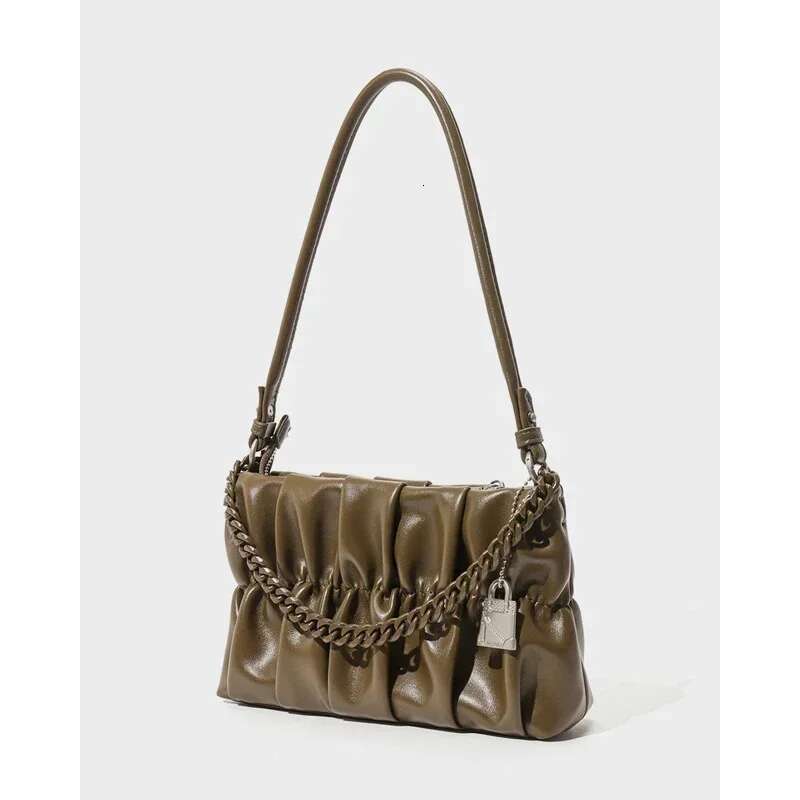 Hot Selling One Shoulder Fashion Ruched Small Square Crossbody Handbag Minimalist Style Women's Chain Underarm Bag Purses Designer Bags