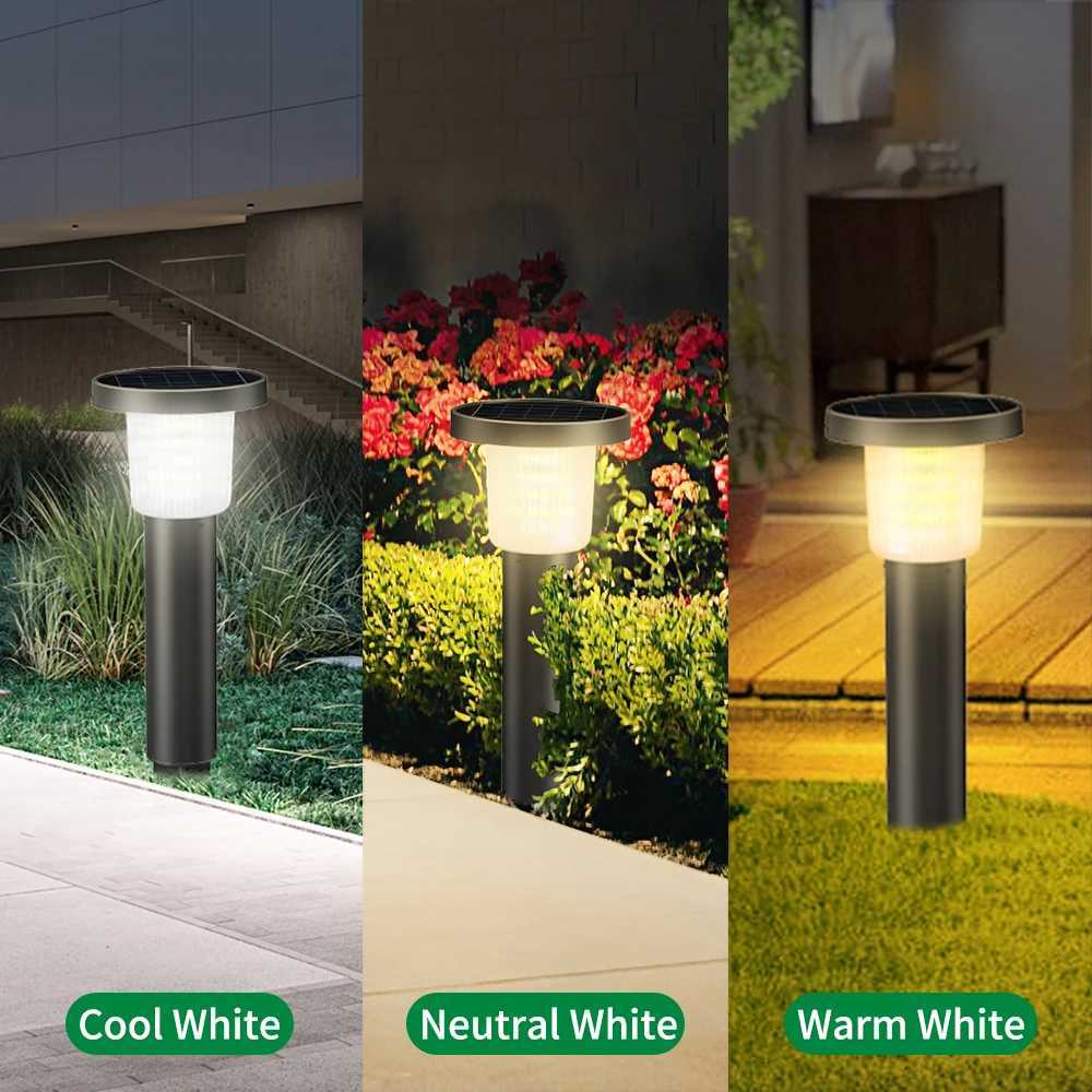 Intelamp 2 Pack Solar Pathway Lights Outdoor Stainless Steel Lawn LampFor Walkway Villa Garden Courtyard District Residential W250607