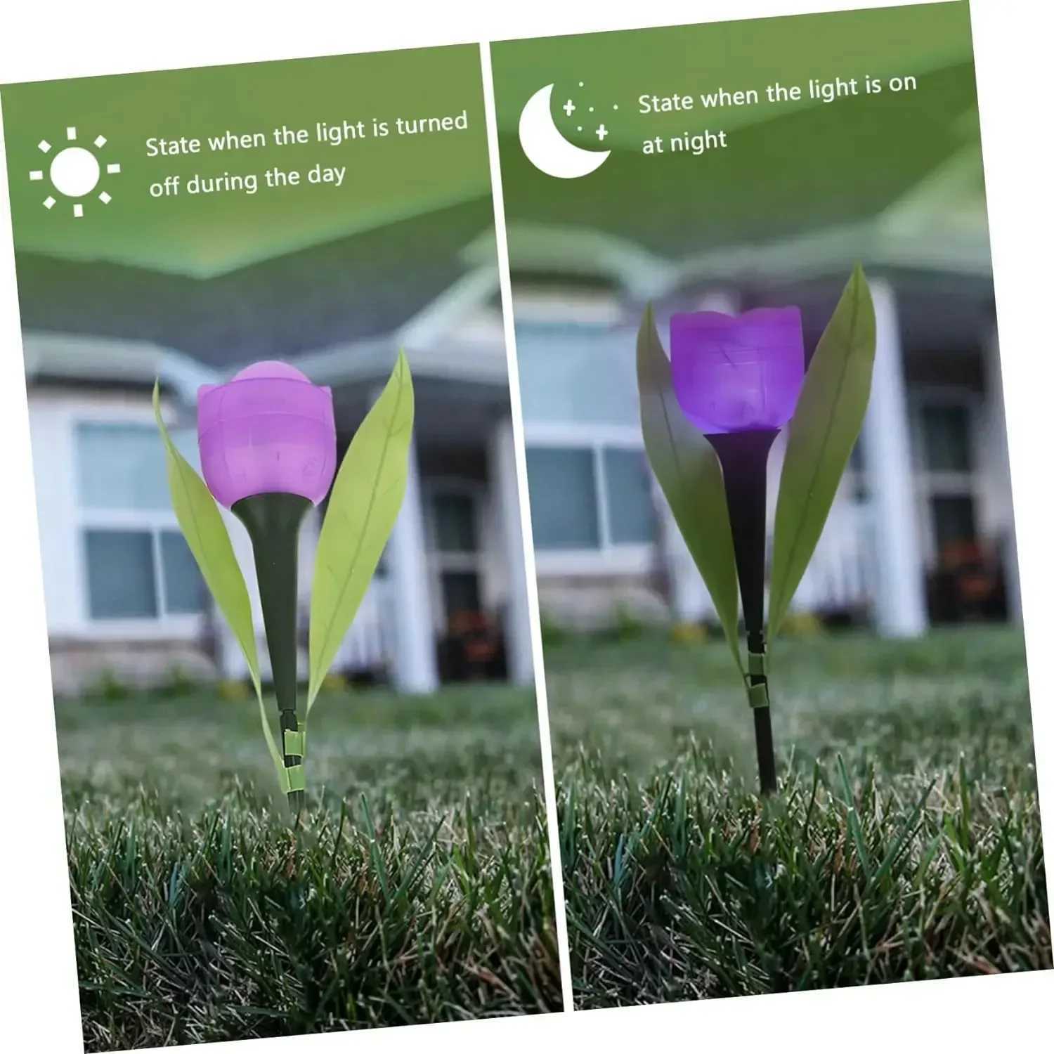 Solar LED Light Outdoor Tulip Rose Flower Lamp Landscape Garden Decor Lawn Lamp Waterproof Garden Lights Outdoor Solar Lights XJ250606