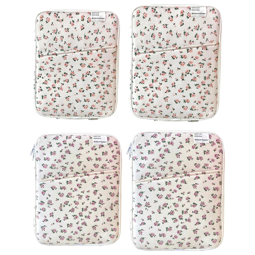 11/13in Floral Padded Laptop Case Shockproof Tablet Sleeve Case Portable Computer Cover Bag Soft Laptop Protective Bag 250603