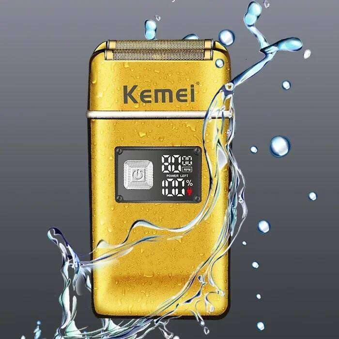 Kemei Km-Tx8 Men's Electric Shaver Metal Body, USB Fast Charging, 3D Floating Heads, LCD Display, Beard Trimmer Groomer