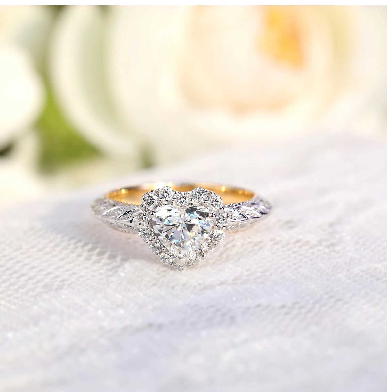 Heart Shaped Ring 925 Sterling Silver 10mm AAAA Zircon Wedding Ring Pair Ring Women Wedding Engagement Party Jewelry XJ250606