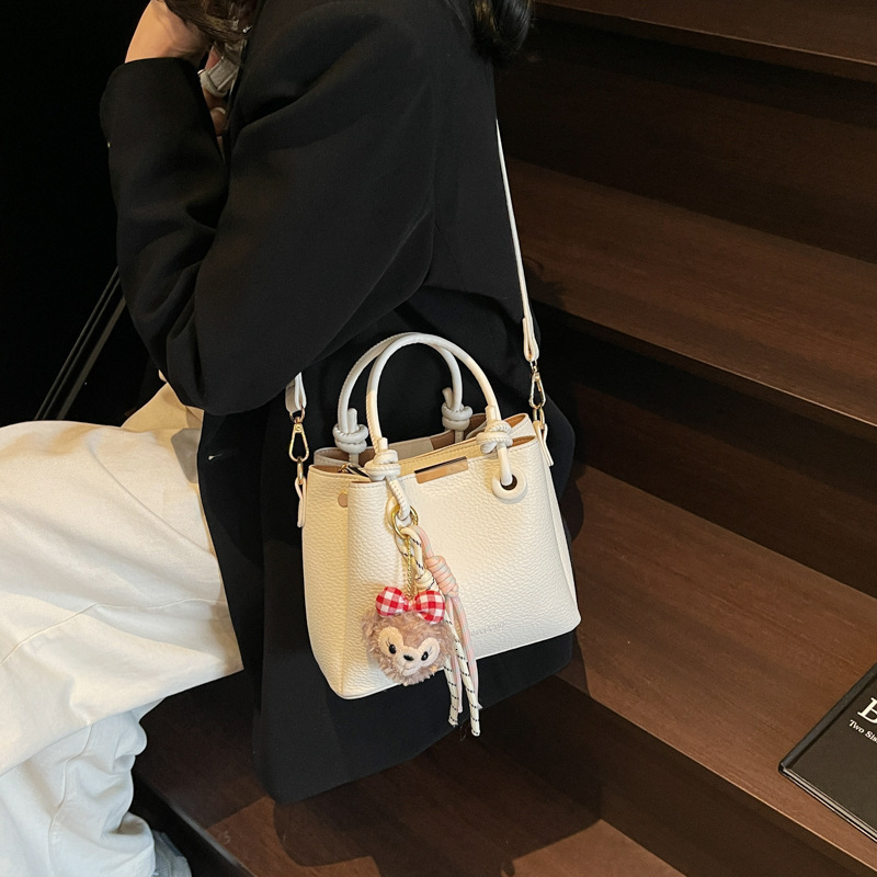 designer High-end Texture Litchi Pattern Bucket Bag for Women 2025 New Handheld Tote Basket Bag Fashion Versatile Shoulder Crossbod