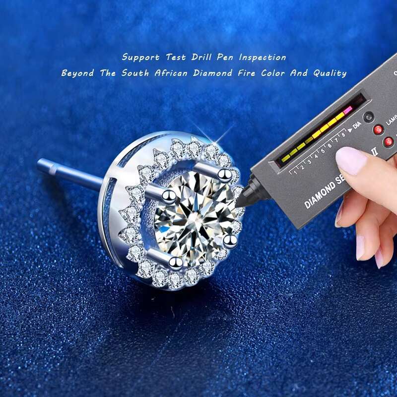 18K White Gold 0.5ct 5mm D-E-F Color Created Moissanite Stud Earring S925 Sterling Silver Push Back Jackets Elegant Earrings