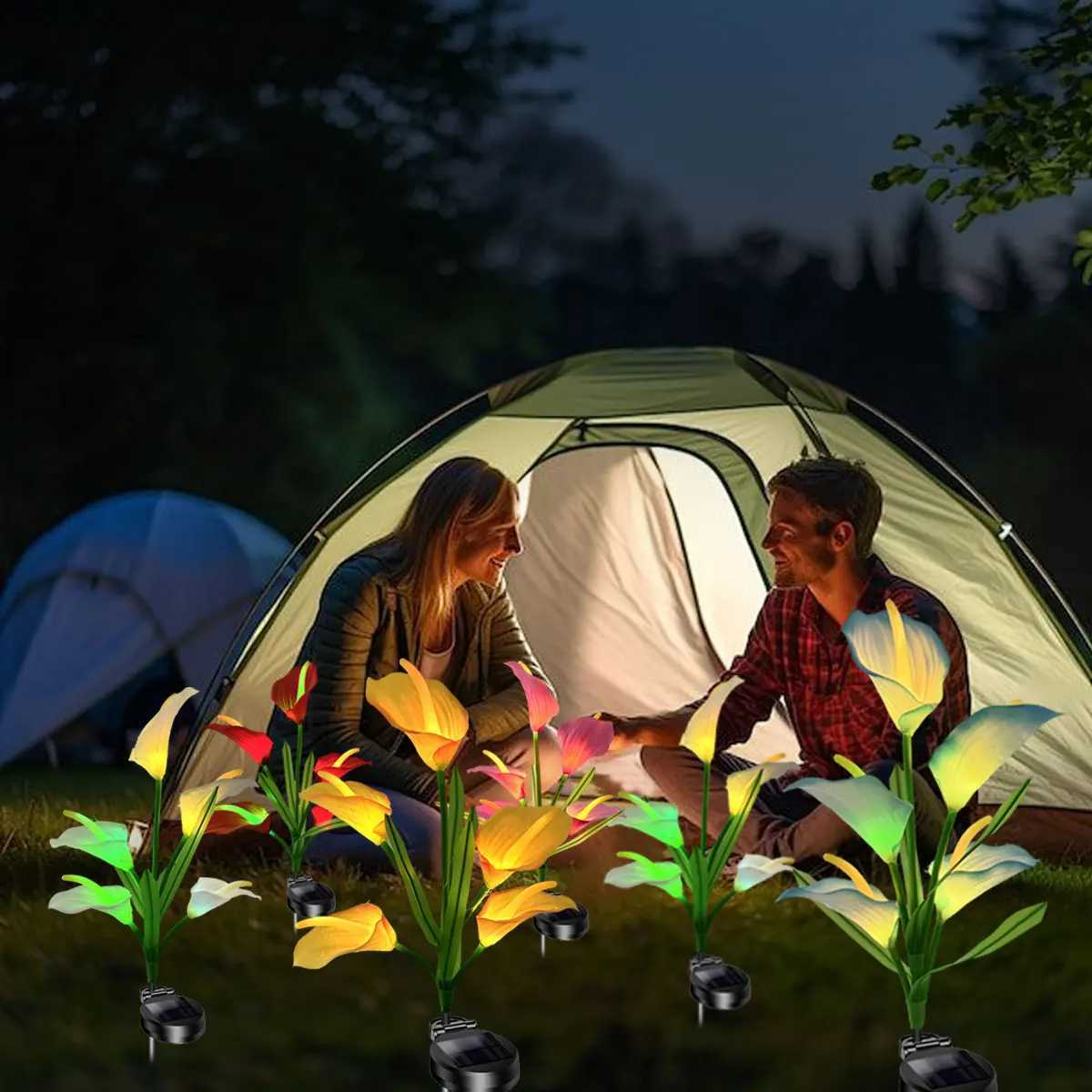 Horseshoe Lotus Solar Garden Light Outdoor IP65 Waterproof Simulated Flower LED Decorative Courtyard Lawn LightXJ250606