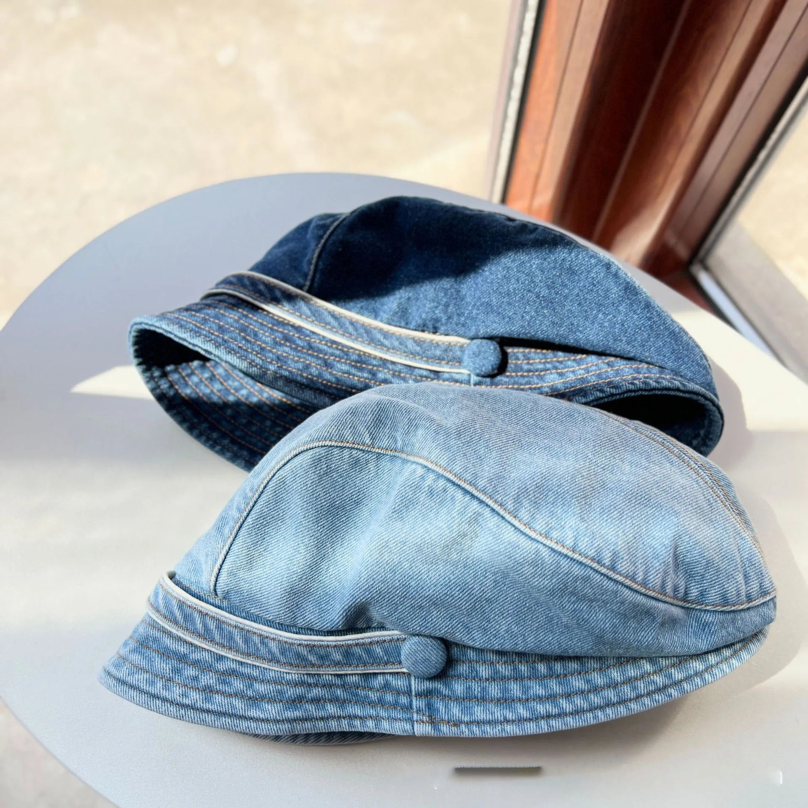 Women Cotton Fisherman Hat Bucket Hats Summer Sunscreen Panama Denim Fabric Sunbonnet Outdoor Casual Fisherman Hat Beach Cap 250605