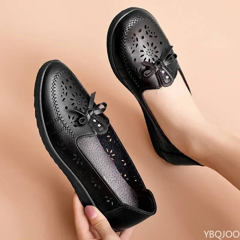 ddmyoutdoor Flats Summer Genuine Leather With Low Heels Slip On Casual Flat Women Loafers Soft Nurse Ballerina Shoes Outdoor Outdoor Shoes