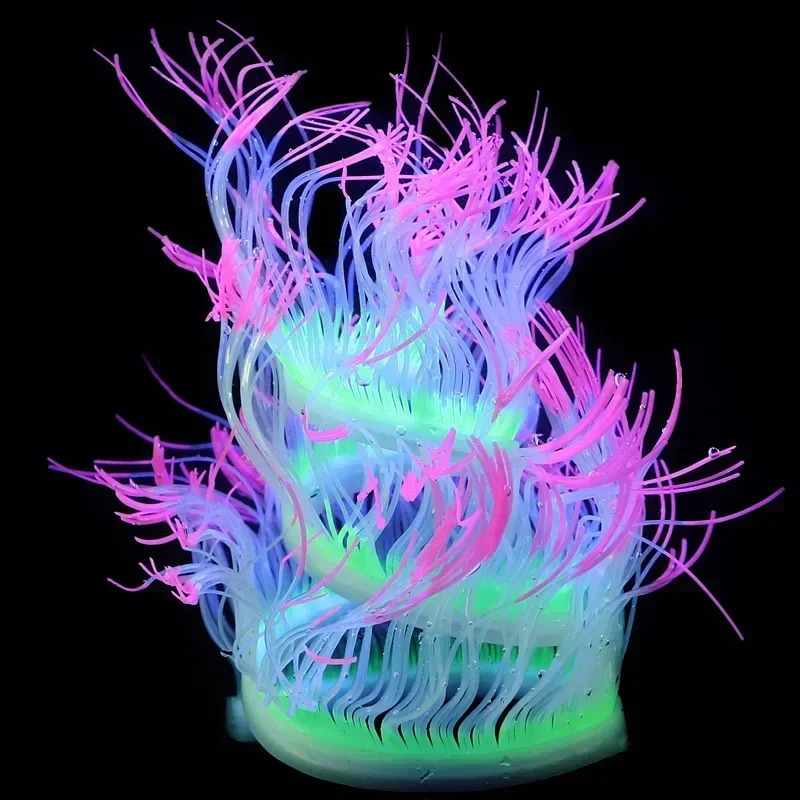 Aquarium Luminous Sea Anemone Silicone Simulation Coral Variety Glow in Dark Fish Home Aquarium Fish Tank Landscape Decor 250604
