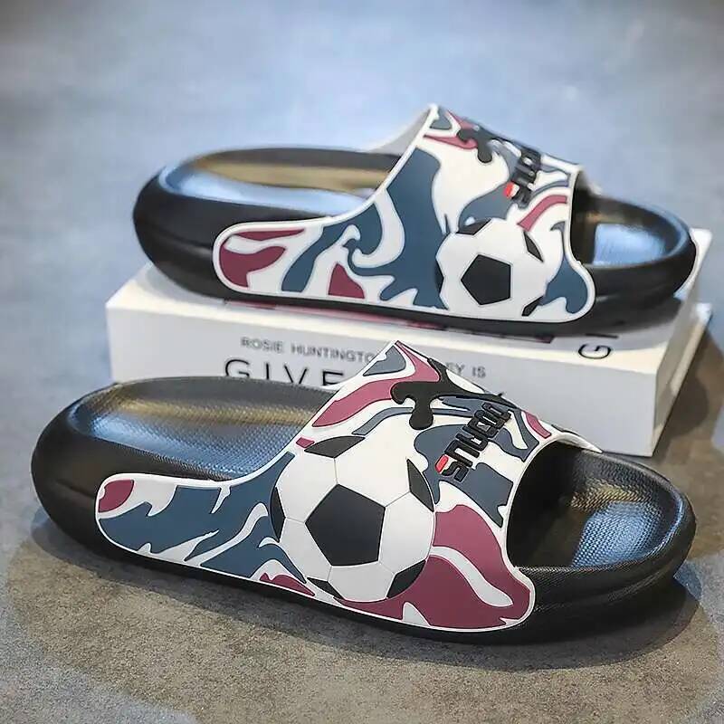 Ddmyoutdoor New Fashion Men S Slippers Brand Summer Sole Non Slip EVA Beach Shoes Football Male Slides Soft Thick Soled Slidee Slipper outdoor shoes
