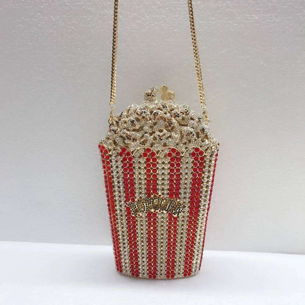 Elegant Crystal Popcorn Clutch For Women Party Purse Red Evening Bags Wedding Bridal Day Clutches