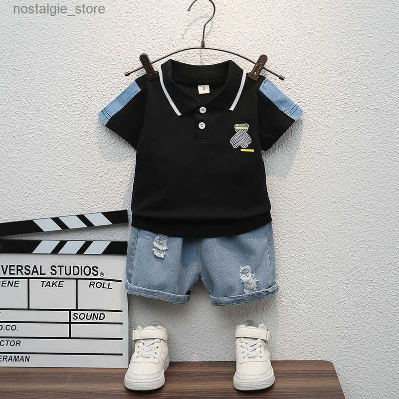 Boys Summer Suit Children Polo Short-Sleeved T-Shirt Shorts Baby Boys Casual Sets Kids 2 Piece Sets y250607PD6W