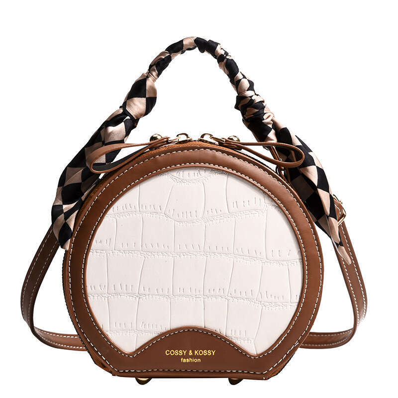 Stone Pattern 2023 New Fashionable Textured Stylish Handbag for Women Unique Shoulder Crossbody Small Round Bag
