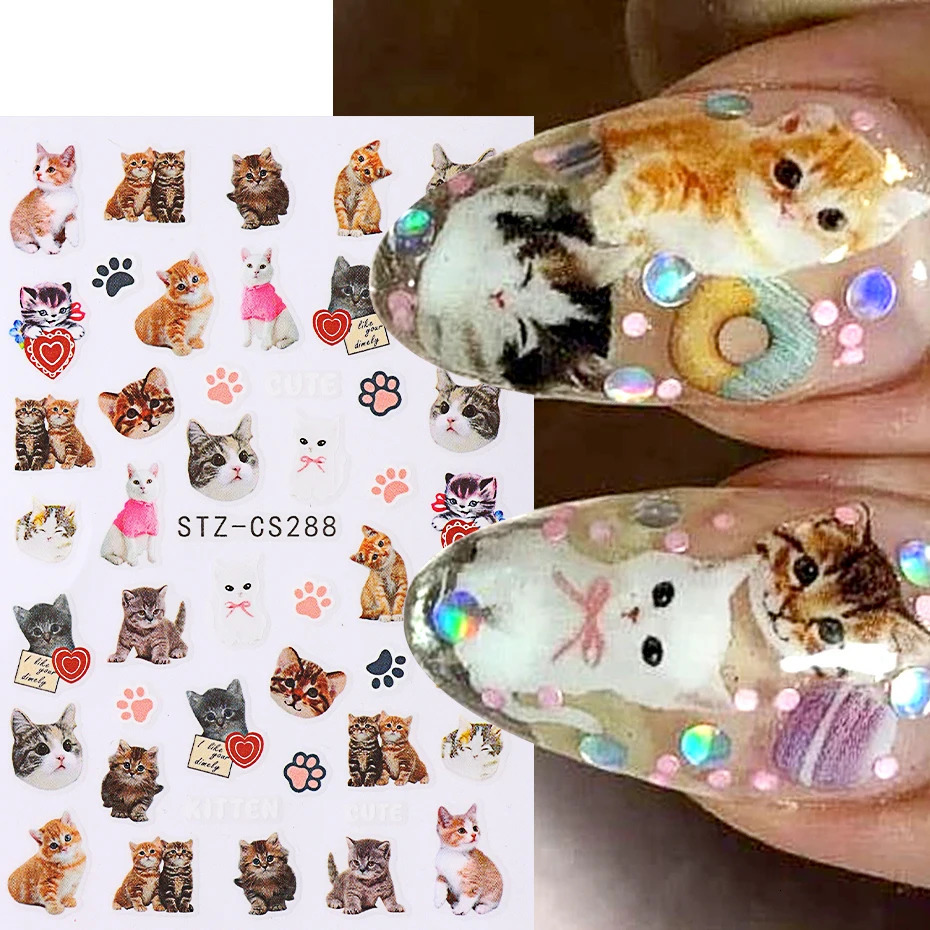 3D Stickers for Nail Cute Cat Slider Holographic Cats Paw n SelfAdhesive Decal Manicure Art Supplies And Decoration PPSTZ 250605
