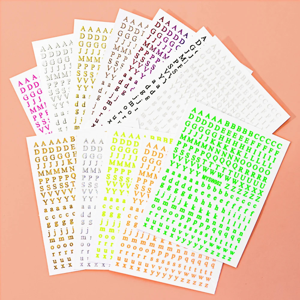 1Pcs 3D Alphabet Nail Sticker Laser SilverGold 26 English Letters Art Decals Self Adhesive Manicure 810cm Letter 250605