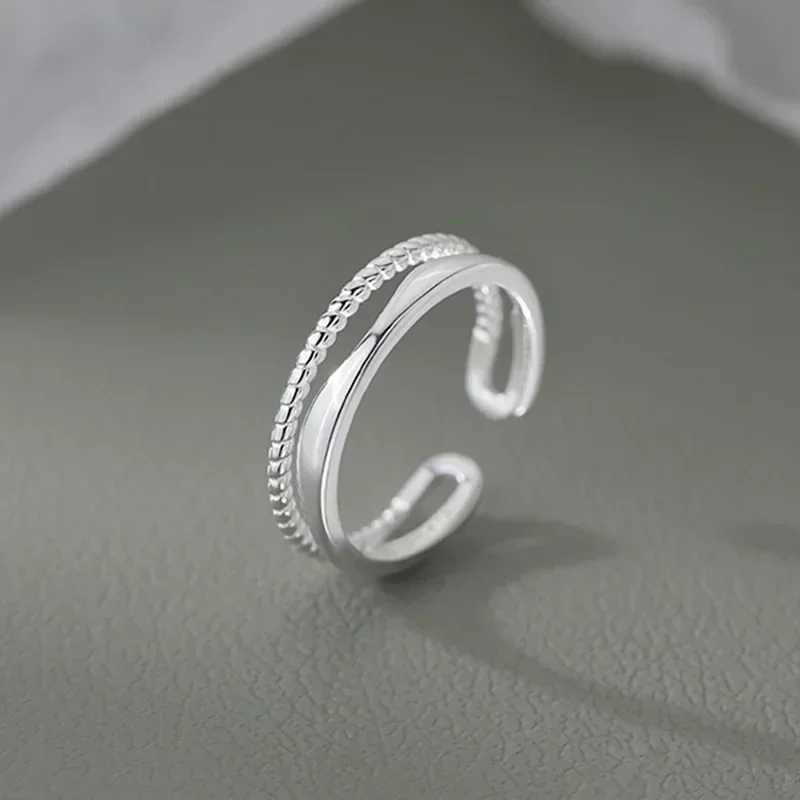 Original 925 Sterling Silver Double Lines Rings For Women Wedding Engagement Silver Womens Vintage Ring Fine Jewelry XJ250606