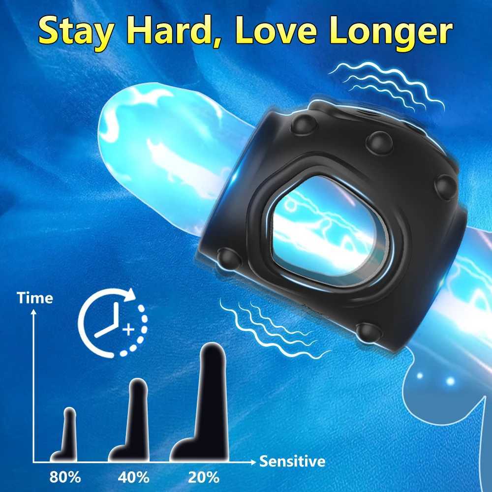 Penis Sleeve Vibrator Testicles G Spot Pleasure Stimulator Delayed Ejaculation Cock Ring Erection Extender Sex Toys For MenXJ250607