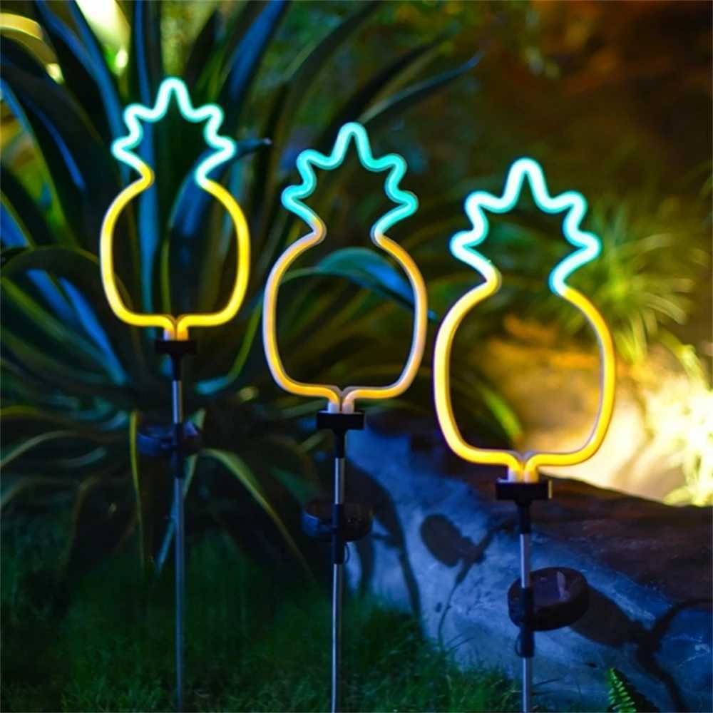 Solar Neon Garden Light Outdoor Cactus Lights Flamingo Stake Lamp LED Waterproof Path Lighting for Christmas Yard Lawn Decor XJ250606