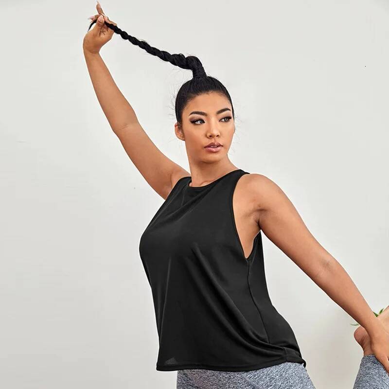 Sexy Sport T-Shirt Women Gym Tank Loose Sportswear Breathable Workout Sleeveless Fiess Yoga T Shirt Top Plus Zize 4XL