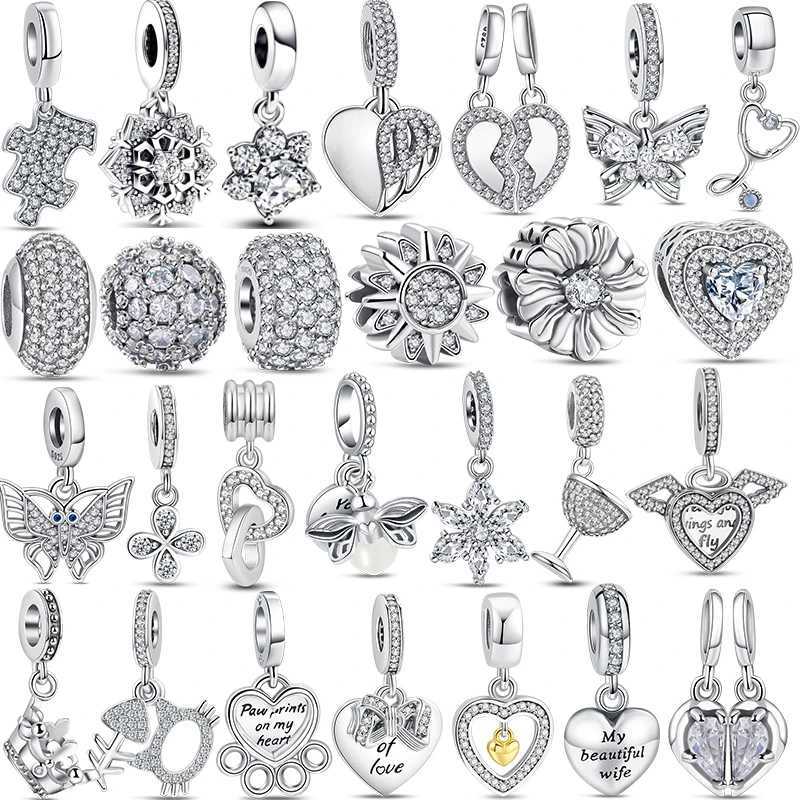Authentic 925 Sterling Silver Shiny Amulet P Snowflake Pave CZ Silver Color Beads Fit Original Pantaro Charms Bracelet JewelryXJ250607
