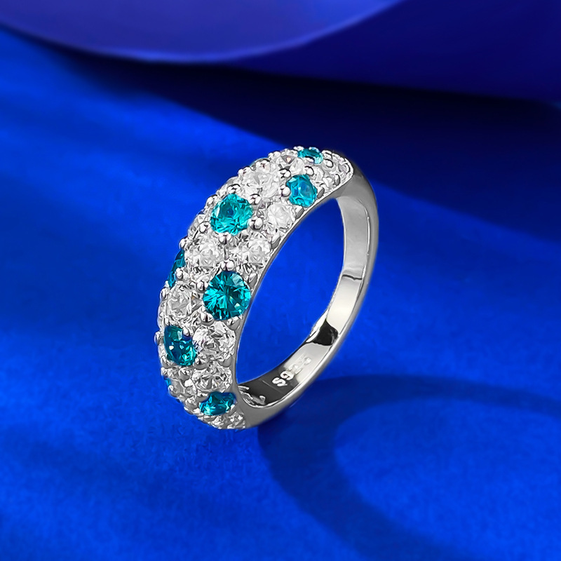 2025 Choucong Ins Top Sell Luxury Jewelry Soild 100% S925 Sterling Silver Full Gypsophila Green Lab Moissanite Diamond Eternity Women Wedding Band Rin