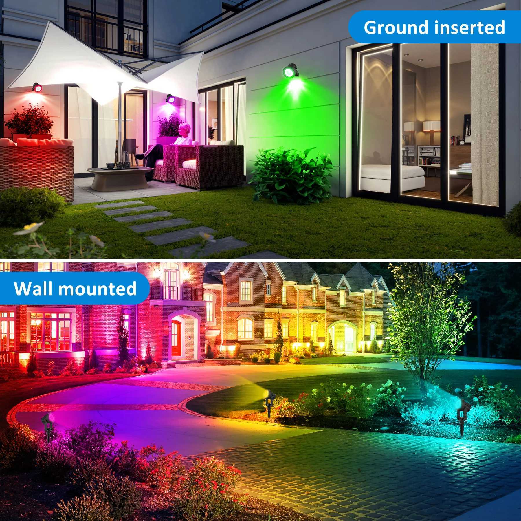 1/2/4 Lights RGB Solar LED Light Outdoor Solar Spotlight Solar Garden Light Outdoor IP65 Lawn Lamp Festival Decorative Lights W250607