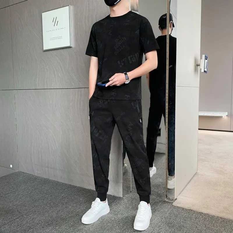 Mens T Shirt Pants Sets Jogging Sports Suits Cheap Basic Tracksuit Print Smooth Top 5xl Regular Fit Graphic S Xl Clothes for Men W250609