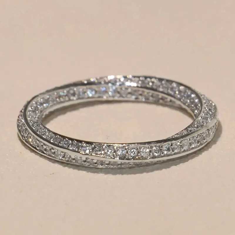 Trendy Twist Promise Rings 925 Sterling Silver Full with Cubic Zirconia Sparkling Wedding Band Accessories Hot Fashion Jewelry XJ250606