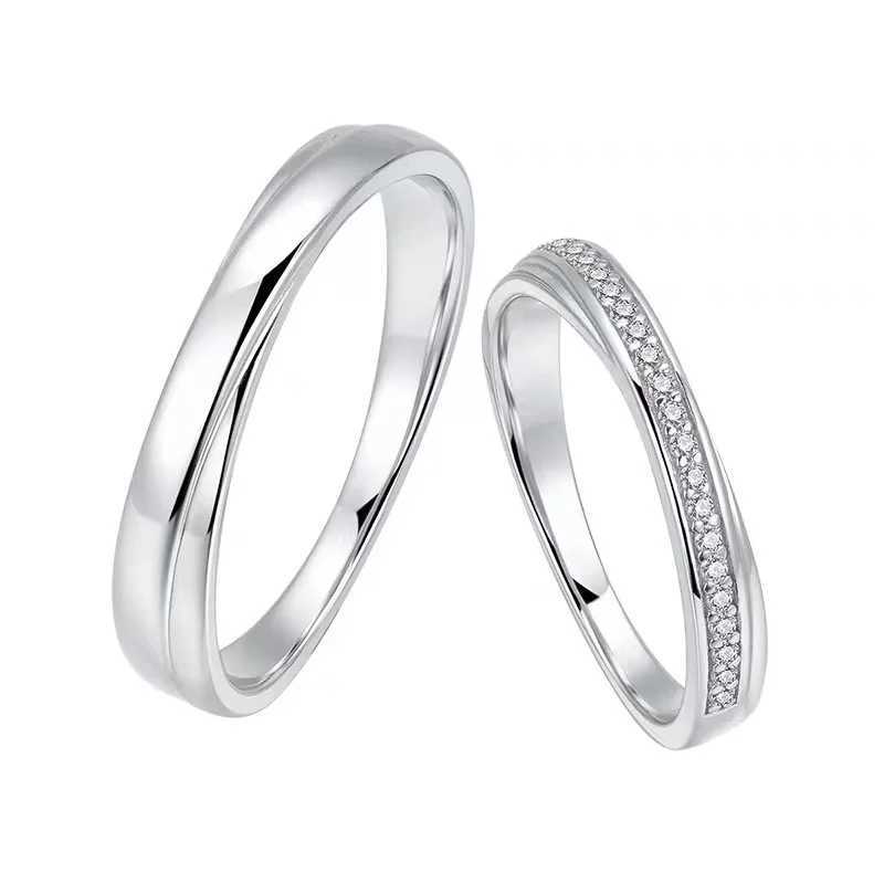 Genuine Solid White Gold 18K Couple Rings Engagement Rings For Lovers Wedding Anniversary Day Jewelry Gift Beautiful Box W250606