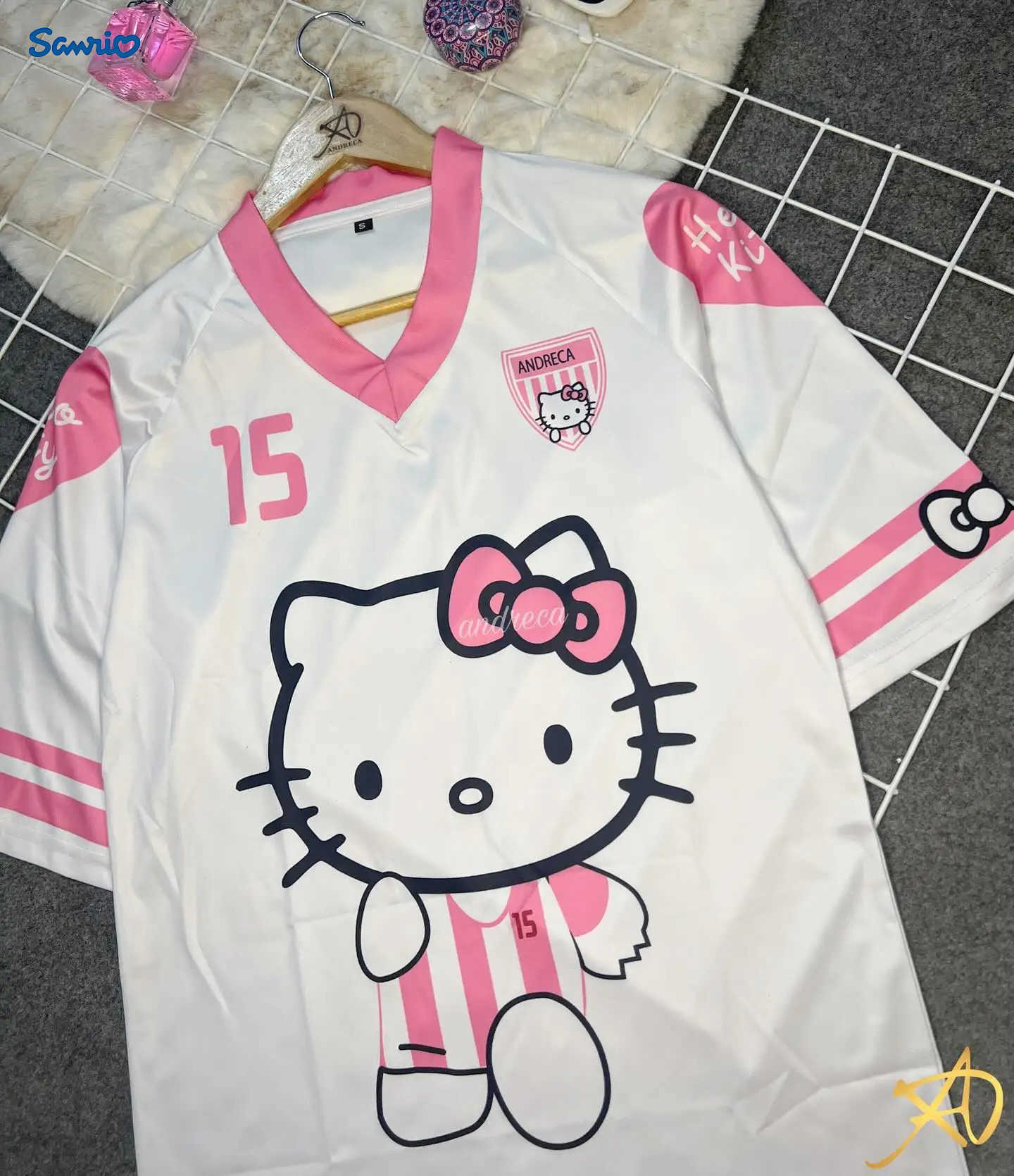 Sanrio 2025 Disney Cartoon Hello Kitty Short Sleeve T-shirt Men Women Summer Fashion Leisure Breathable Quick Drying Football Jersey w250607