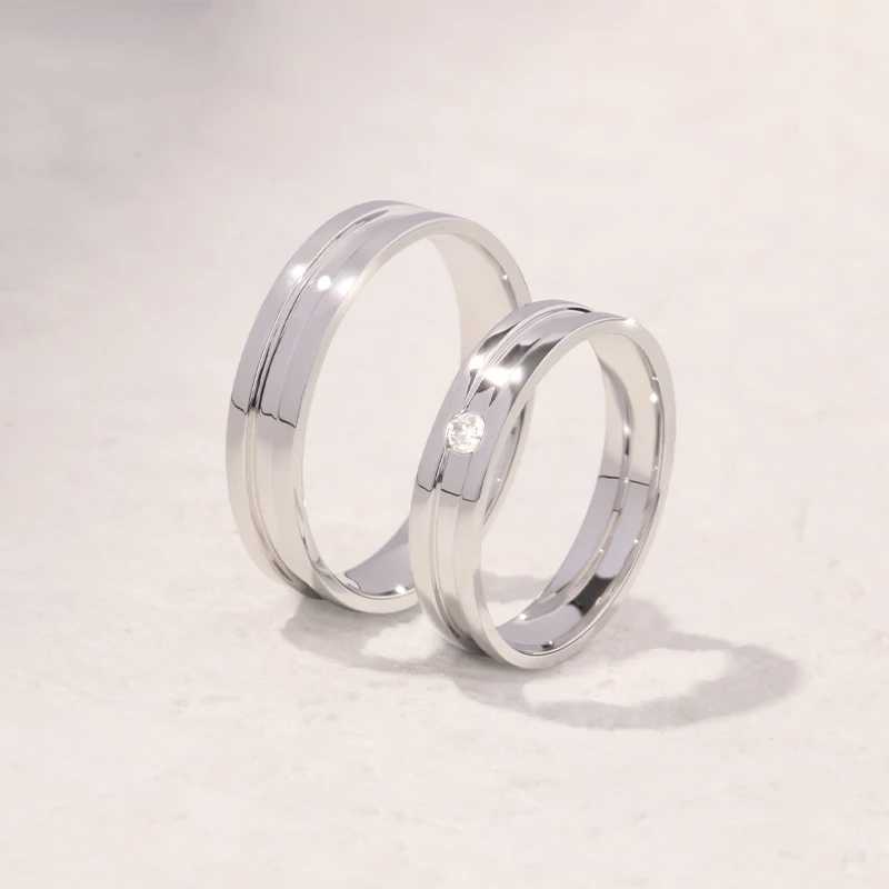 Limited Edition Minimalist Style whole 100% platinum PT950 18K 14K 10K Gold Couple Rings Matching Diamond Wedding Bands W250606