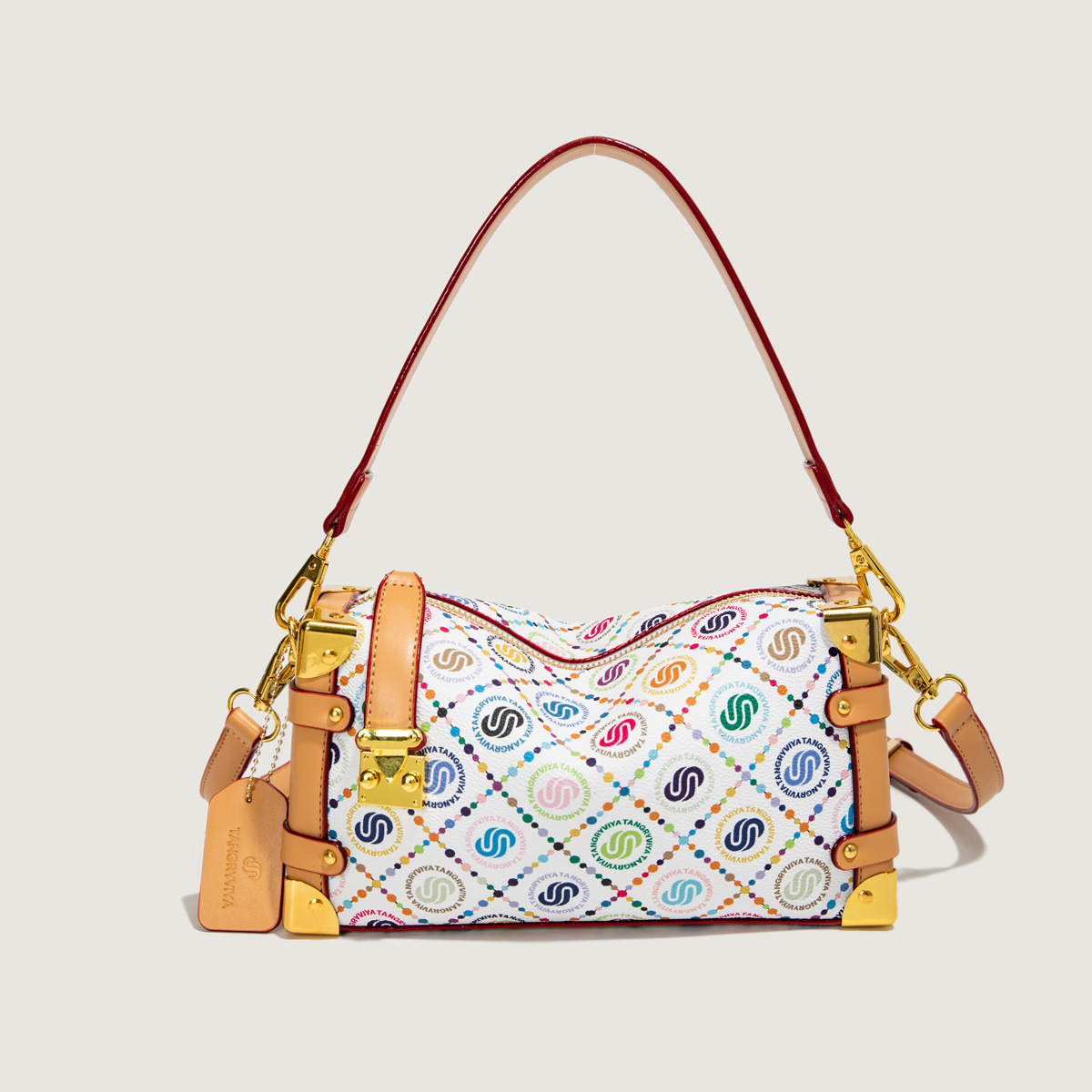 Free Shipping Crossbody Bag For Women 2025 New Dopamine Colorful Printed Box Bag Fashion Soft Leather Ladies Handbag Designer Bags Luxury Can Be Shoul