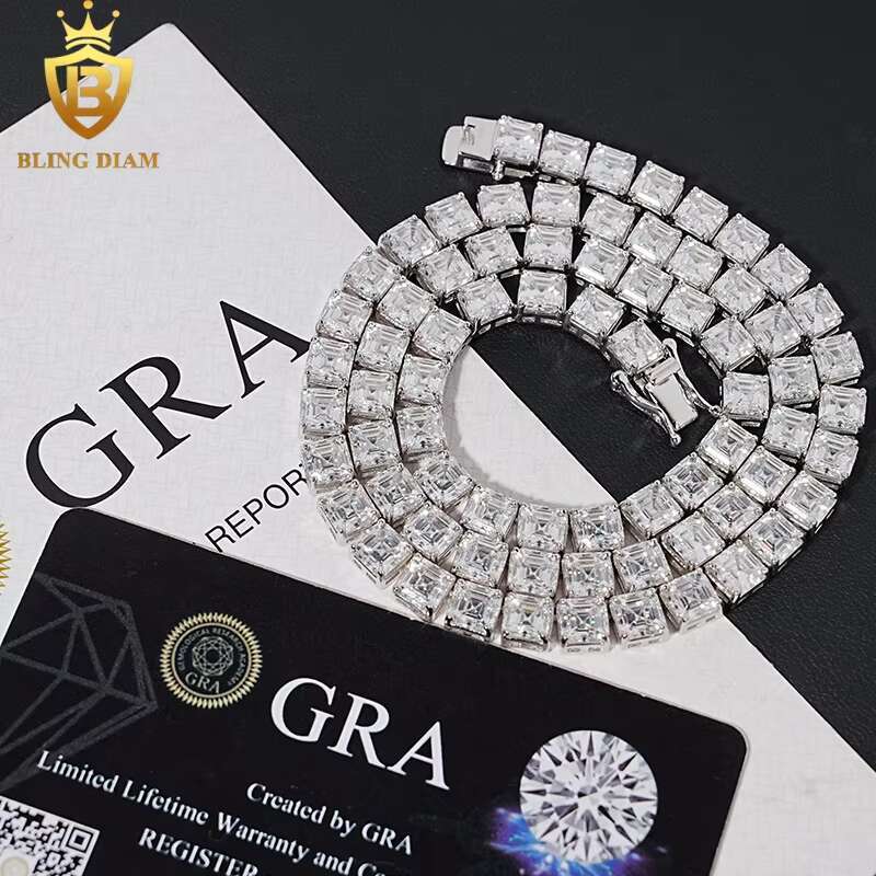 5.5mm New Arrival Hip Hop Jewelry 925 Silver VVS Moissanite Iced Out Tennis Chain Cluster Necklace Bracelet