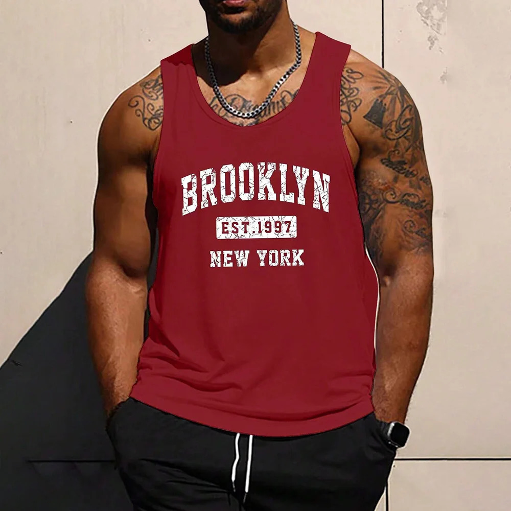 Funny 3D Letter Print Mens Tank Top Fashion Quick Dry Breathable Loose Sleeveless Shirt Summer Run Fitness Vest Gym Tshirt Man 250527