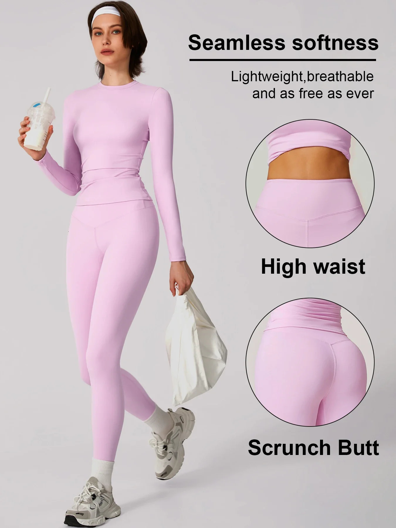 Women Set Sportswear Tracksuit Yoga Suit Sport Clothes Shirt Trousers Long Sleeves Pants 2Pcs Gym Fiess Training Slimming 250606