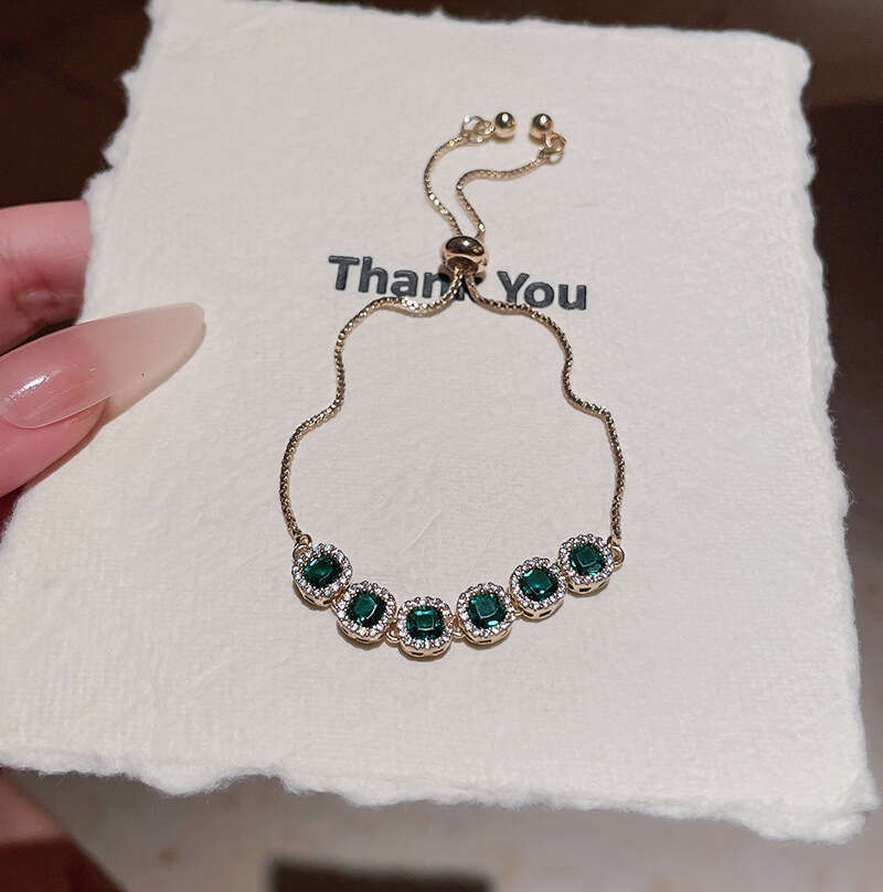 Real Gold Plated Square Zircon Bracelet Korean Style Light Versatile Wristband High-end Exquisite New Jewelry